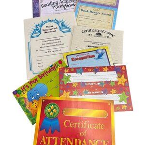 Teacher's Large Lot Student Achievement Awards Certiicates and More All Unused